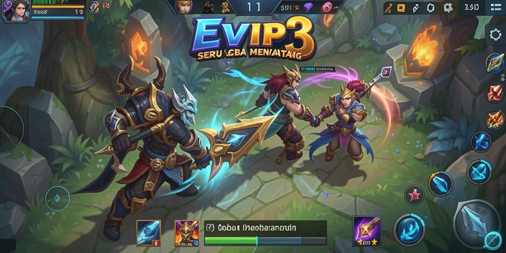 Gameplay mendebarkan dari EVIP3 dalam pertarungan MOBA.