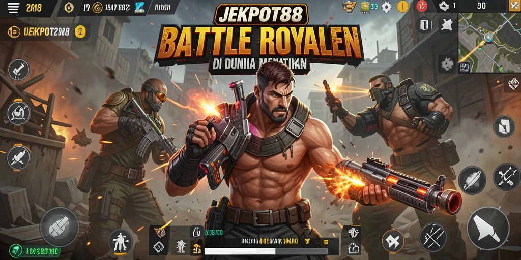 Tampilan menarik dari gameplay seru di JEKPOT88 Battle Royale.