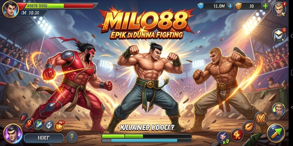 Tangkapan layar gameplay <strong>MILO88</strong> yang menunjukkan pertarungan intens dan karakter yang dinamis.
