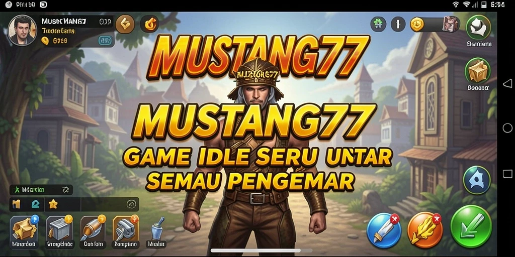Screenshot gameplay <strong>MUSTANG77</strong> yang menunjukkan kemajuan dalam manajemen Idle.