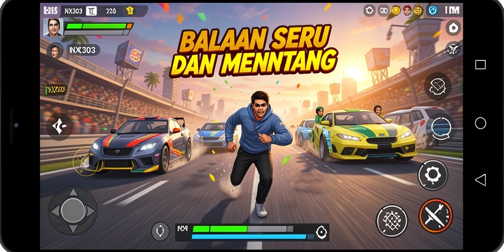 Gameplay Racing mendebarkan di NX303 dengan lintasan beragam.