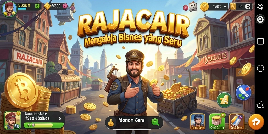 Tampilan gameplay yang menarik dari RAJACAIR saat mengelola bisnis Tycoon.