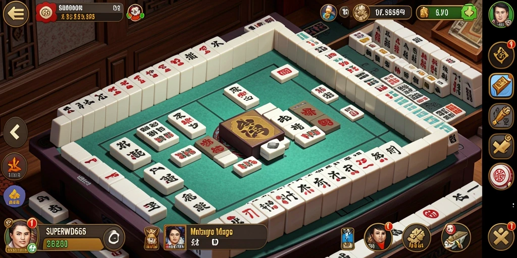 Screenshot gameplay SUPERWD666 menunjukkan momen seru permainan Mahjong.