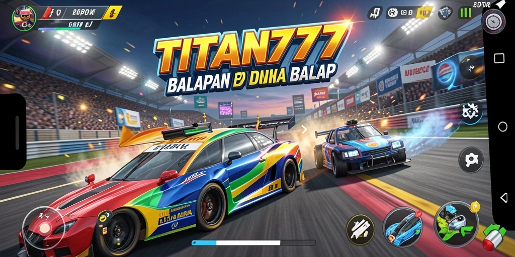 Tampilan gameplay intens dan seru dari TITAN777 saat balapan.